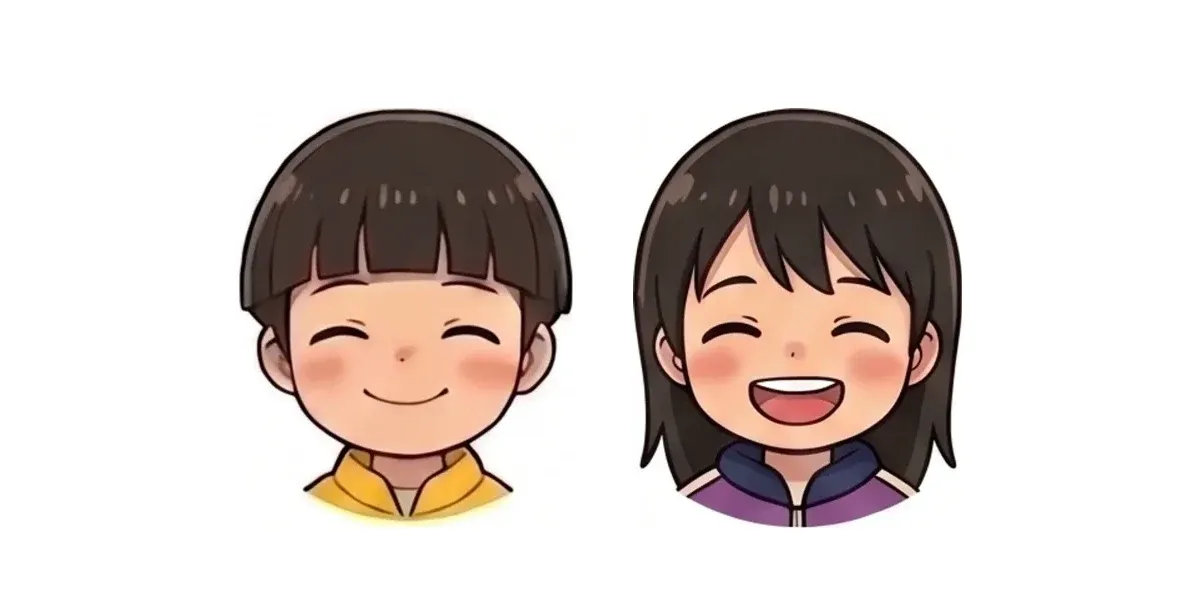 双子が並んでいるイラスト